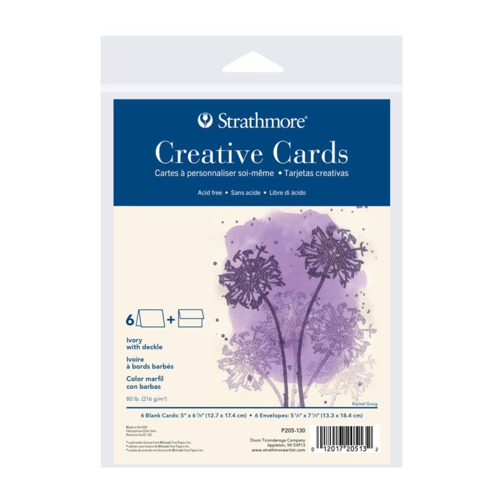 STRATHMORE STRATHMORE CREATIVE CARDS 5X7 IVORY WITH DECKLE 6/PK
