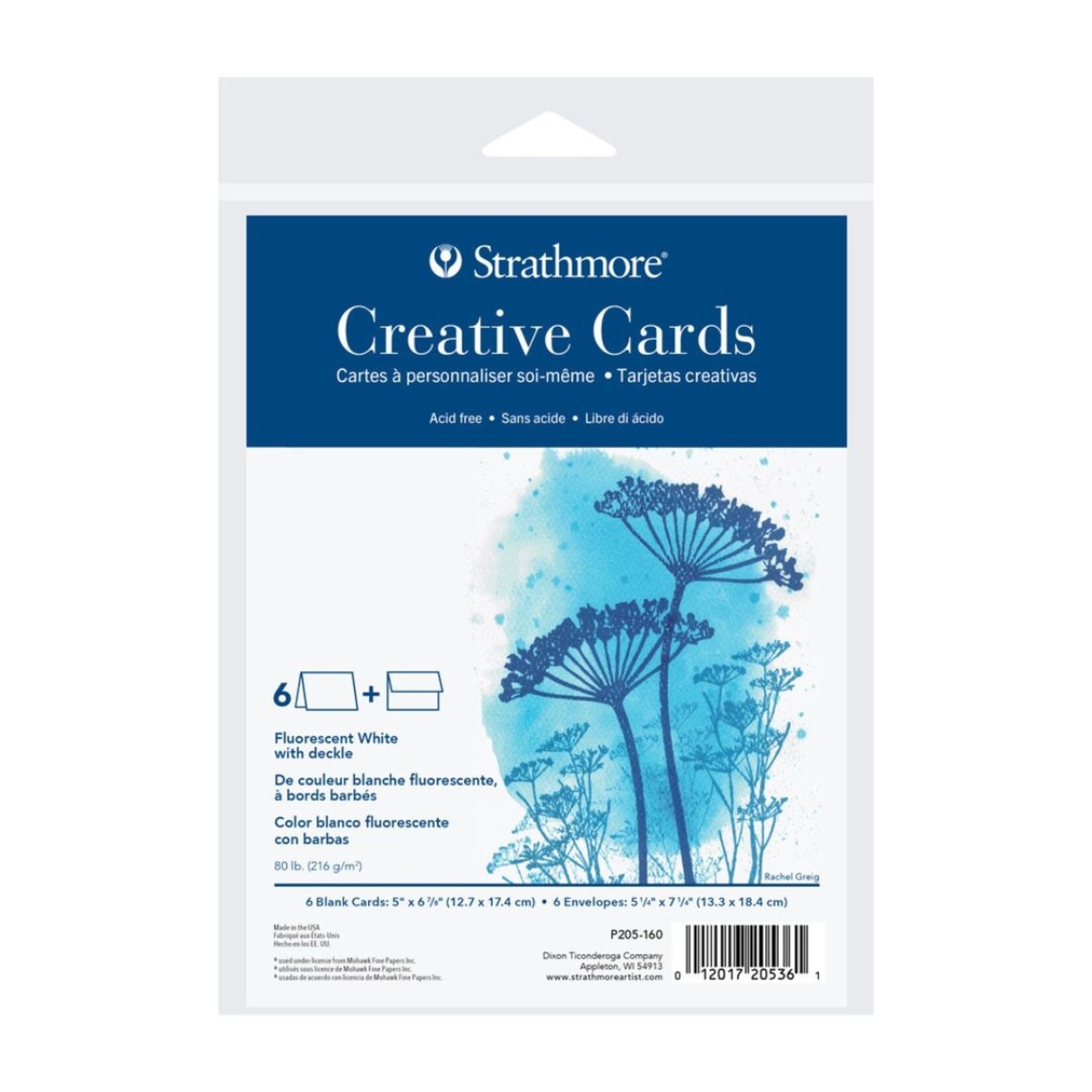STRATHMORE STRATHMORE CREATIVE CARDS 5X7 FLUORESCENT WHITE WITH DECKLE 6/PK