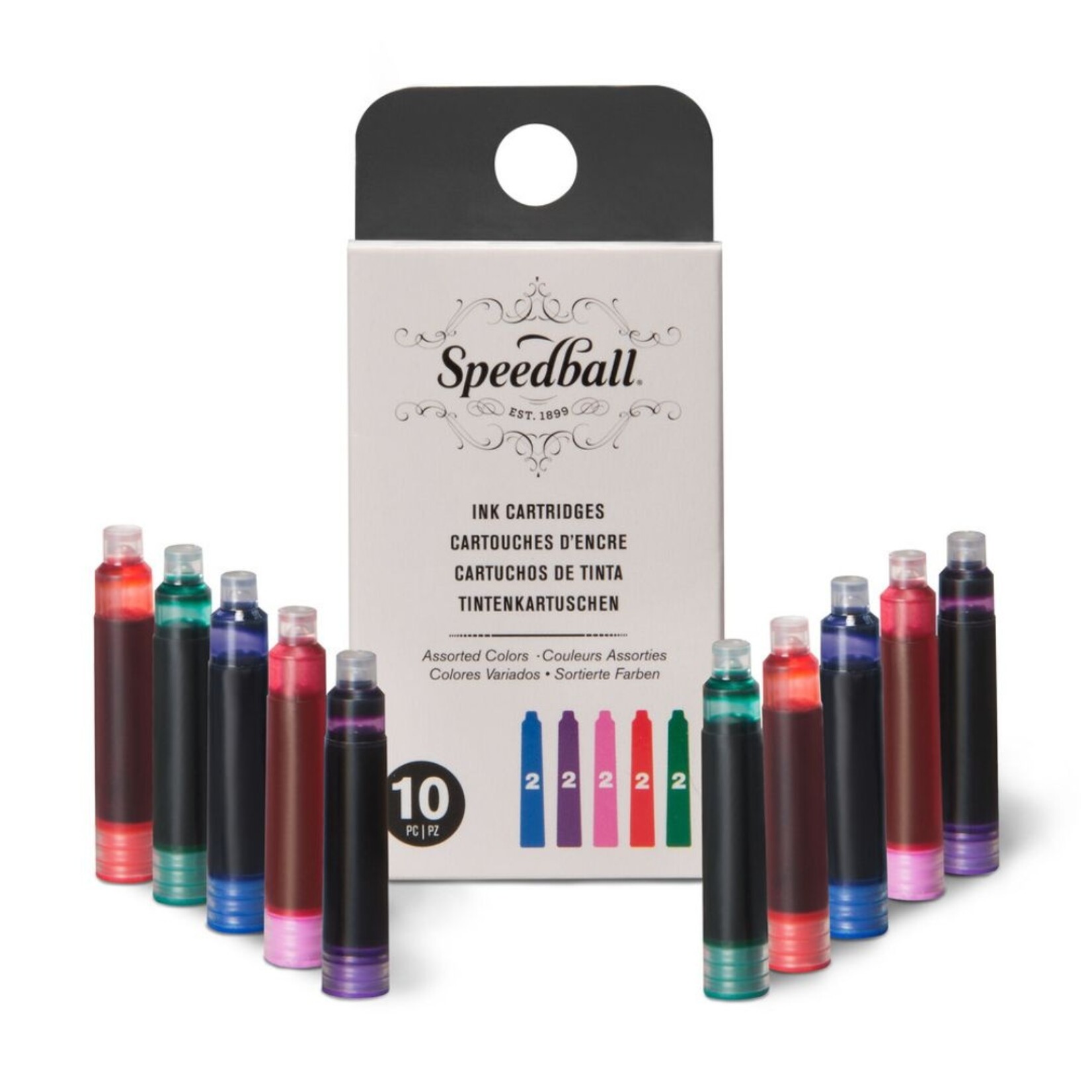SPEEDBALL FOUNTAIN PEN INK CARTRIDGES ASSORTED SET/10