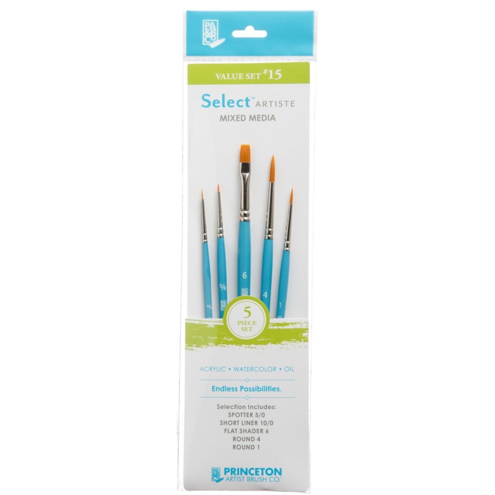PRINCETON BRUSH SERIES 3750 SELECT SHORT HANDLE BRUSH #15 SET/5