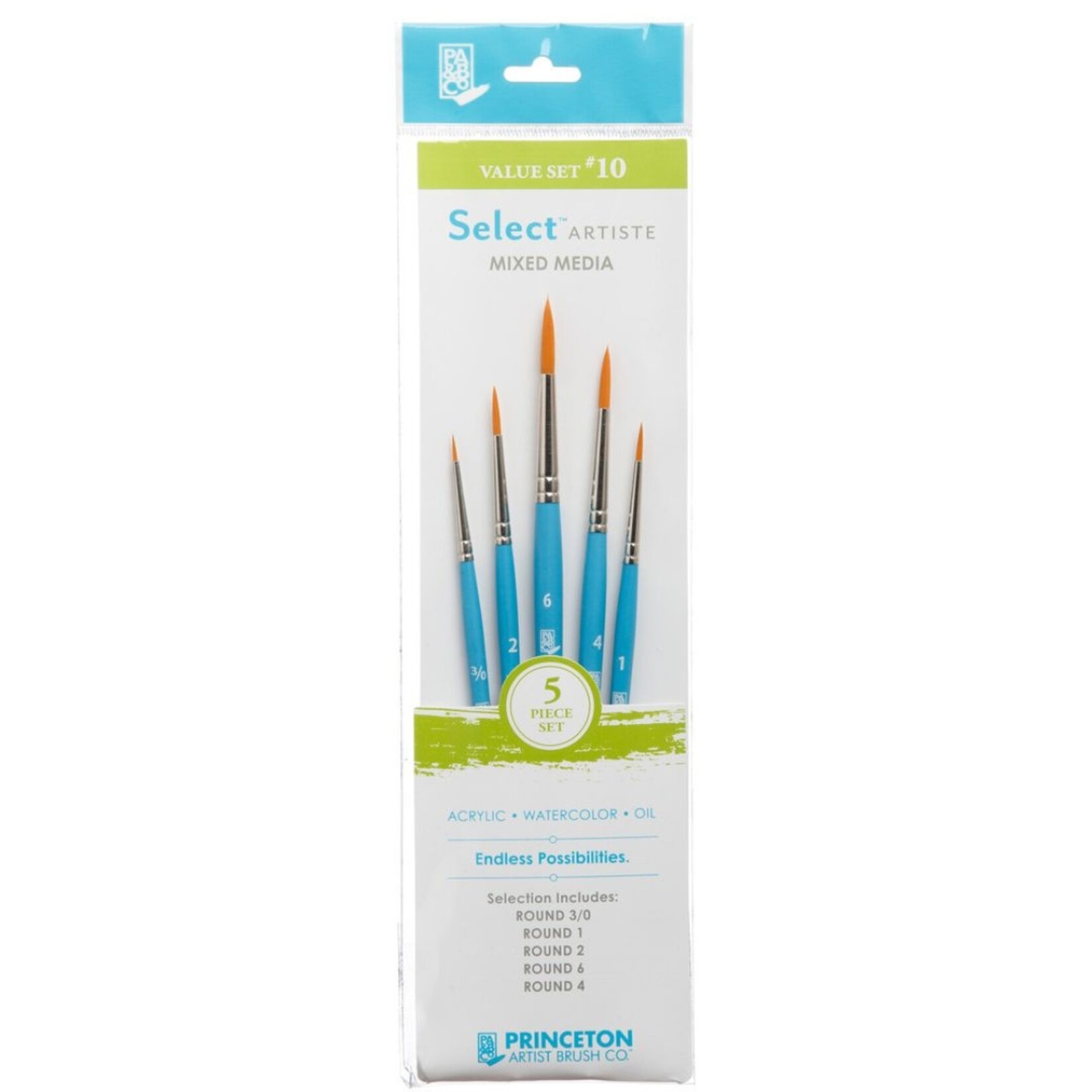 PRINCETON BRUSH SERIES 3750 SELECT SHORT HANDLE BRUSH #10 SET/5