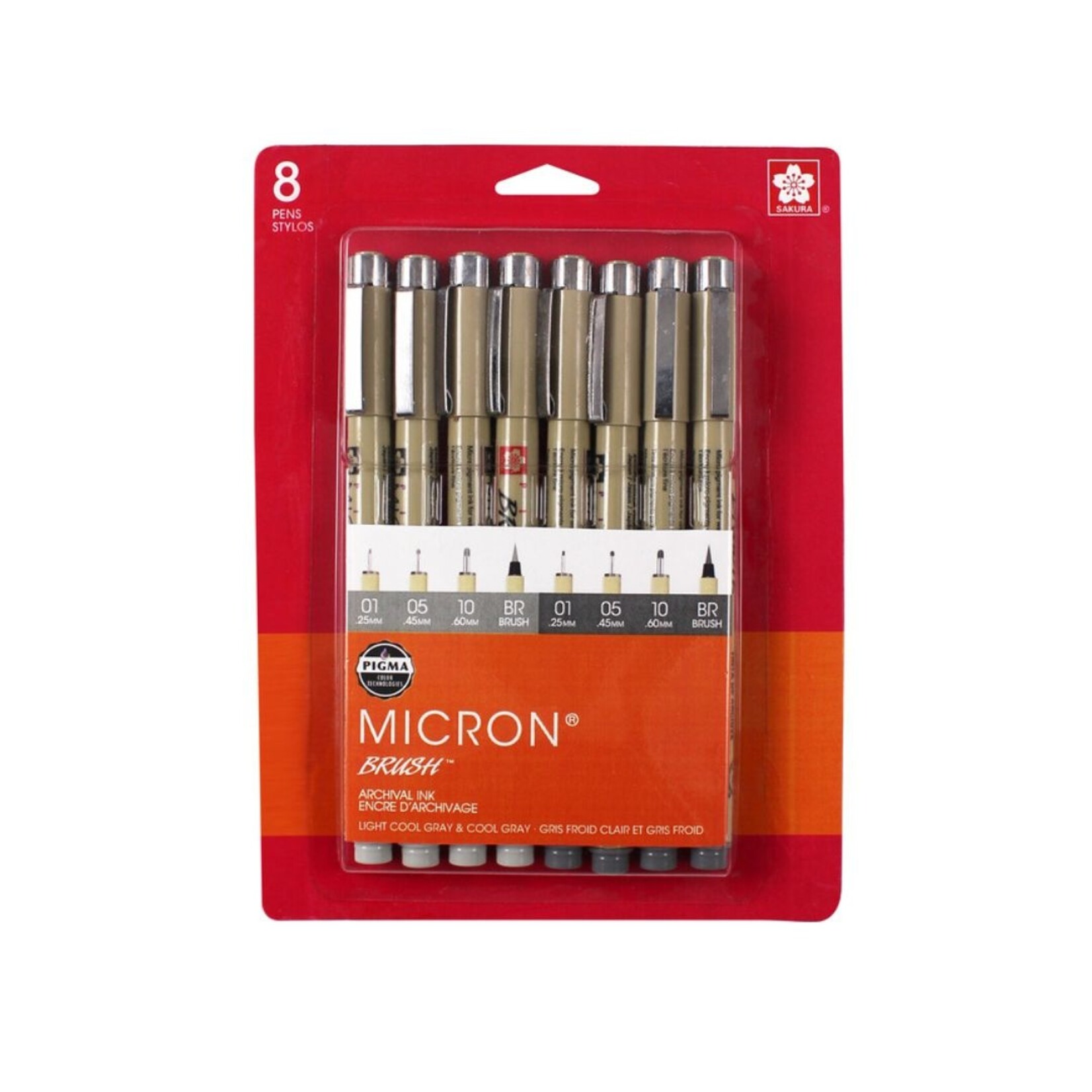 PIGMA MICRON PEN LIGHT & DARK GREY SET/8