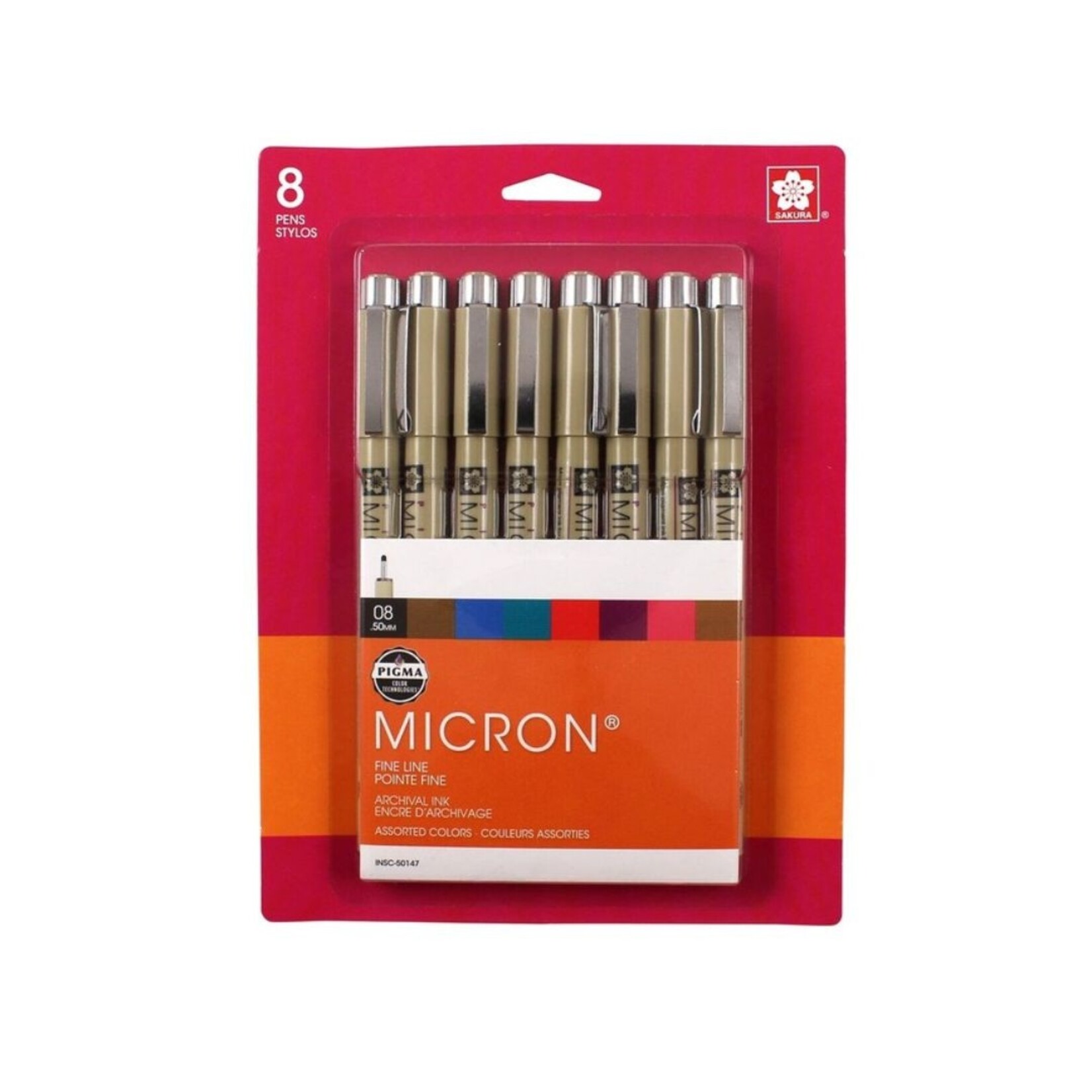 PIGMA MICRON PEN 08 ASSORTED COLOUR SET/8