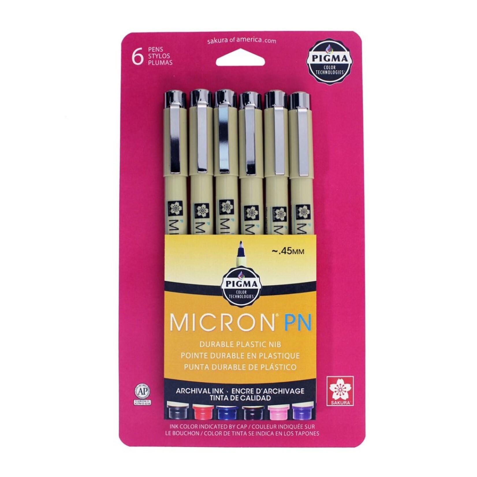 PIGMA MICRON PEN PN ASSORTED COLOURS SET/6