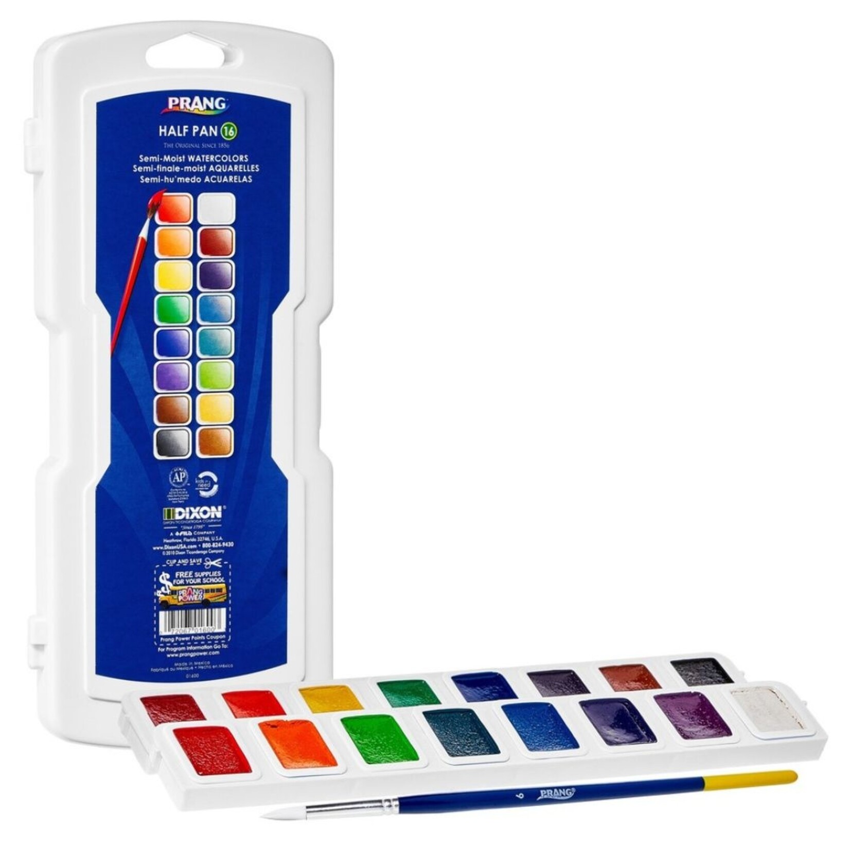 PRANG HALF-PAN SEMI-MOIST WATERCOLOURS 16/SET