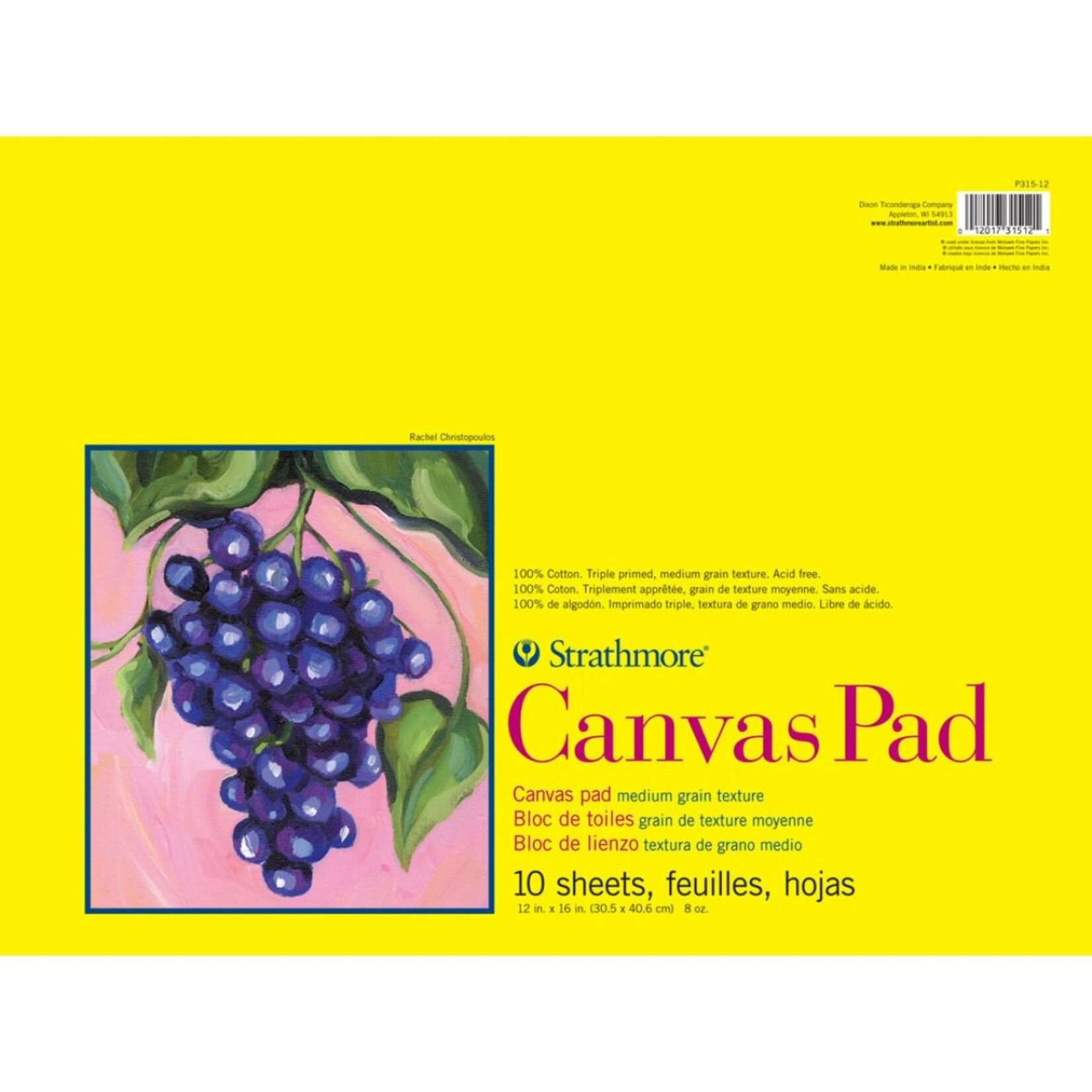 STRATHMORE CANVAS PAPER PAD 12X16"