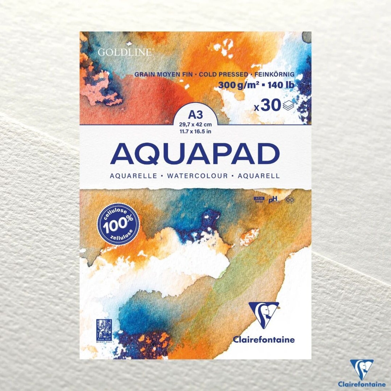 CLAIREFONTAINE AQUAPAD 11.7X16.5" 140LB 30/SHT