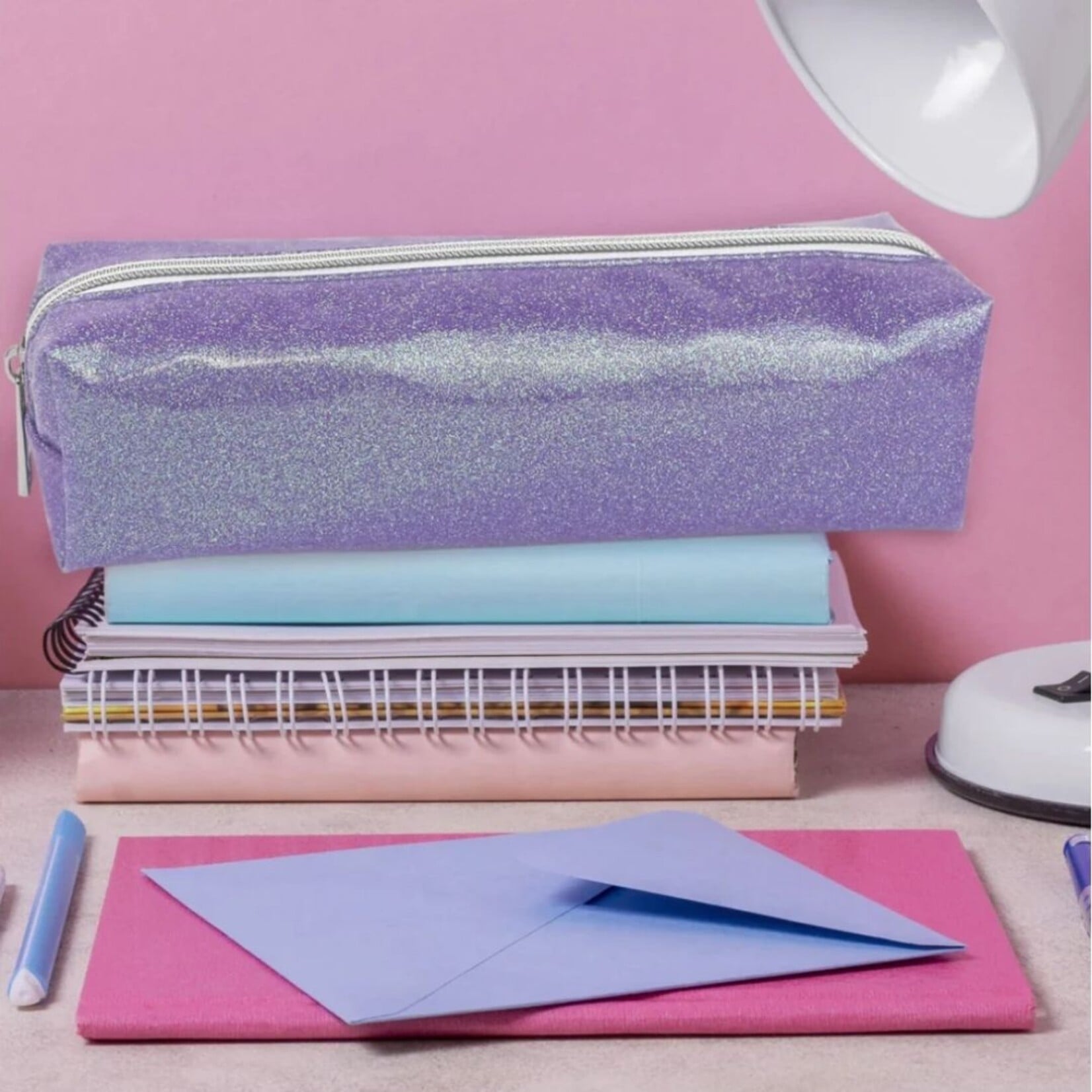 FASHION STATIONERY PURPLE GLITTER PENCIL CASE
