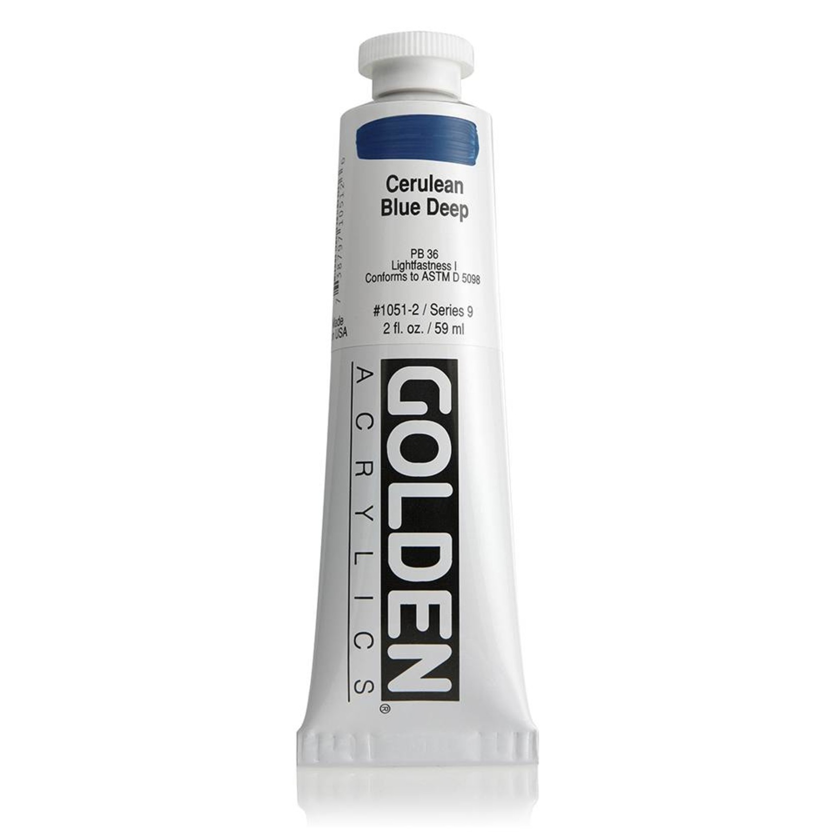 GOLDEN GOLDEN HEAVY BODY ACRYLIC 2OZ CERULEAN BLUE DEEP