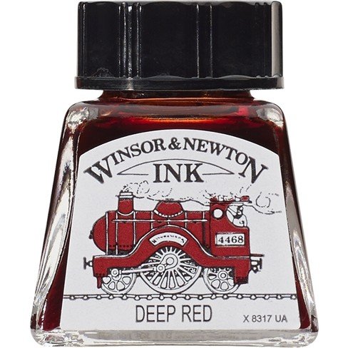 WINSOR & NEWTON DRAWING INK DEEP RED 14ML - The Gilded Rabbit