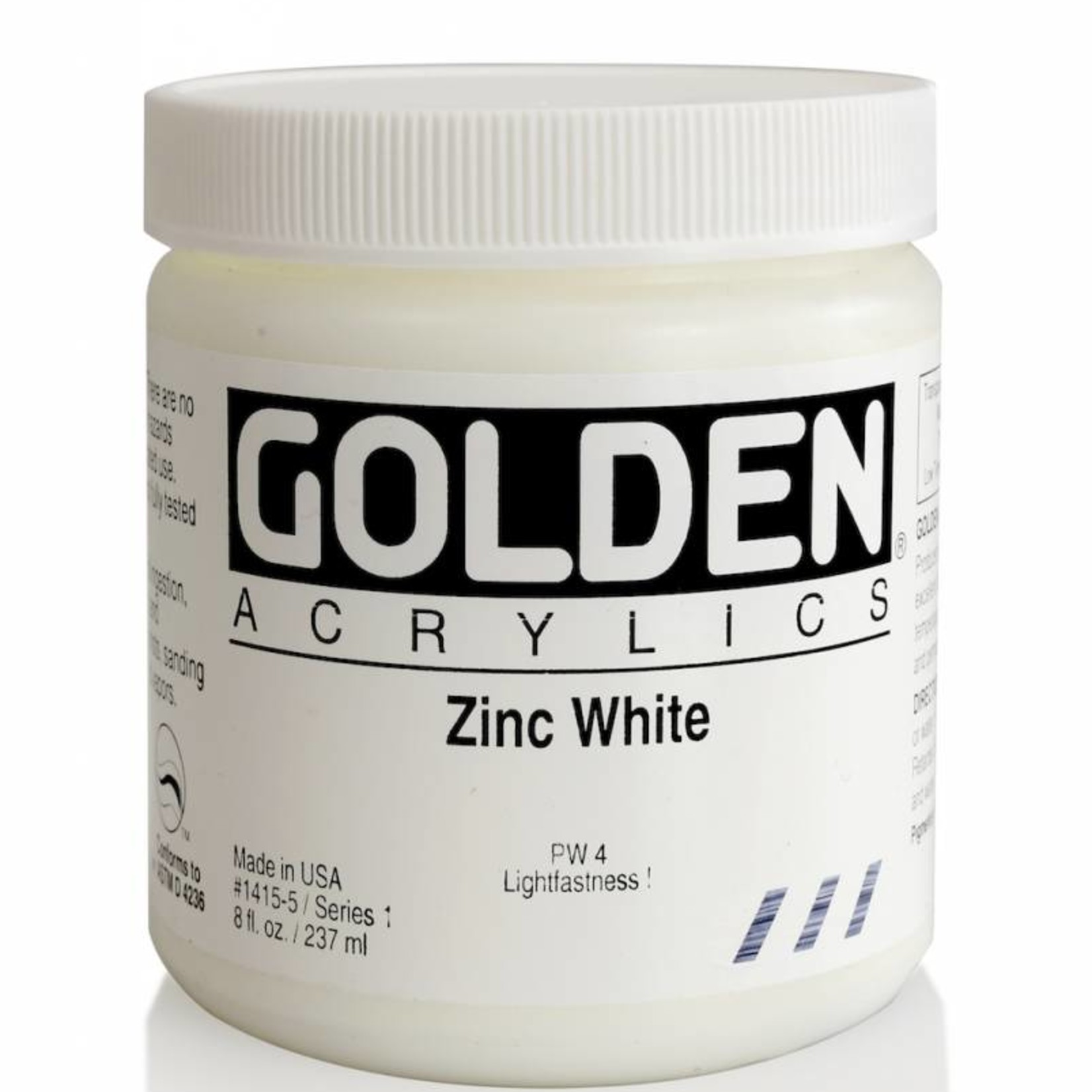 GOLDEN GOLDEN HEAVY BODY ACRYLIC 8OZ ZINC WHITE