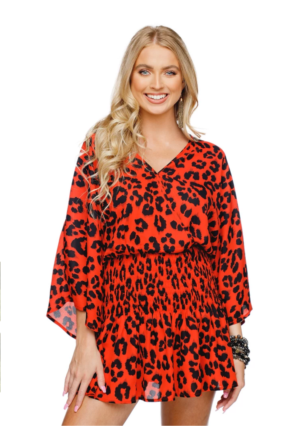 smocked waist mini dress