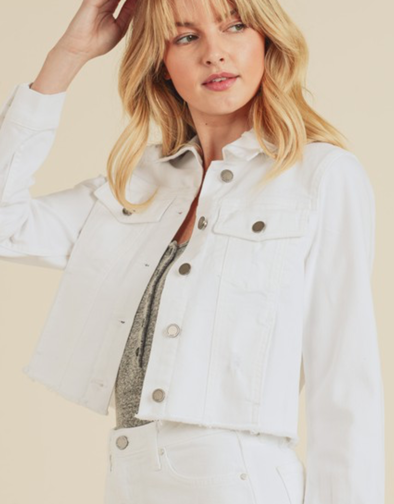 frayed cropped denim jacket