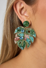 Treasure Jewels Tropical Leaf Beaded Earrings