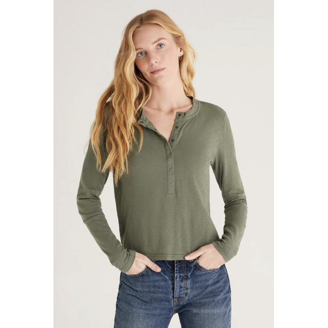 Z Supply Liya Button Front Long Sleeve Tee