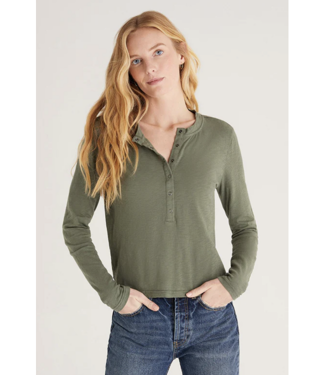 Z Supply Liya Button Front Long Sleeve Tee