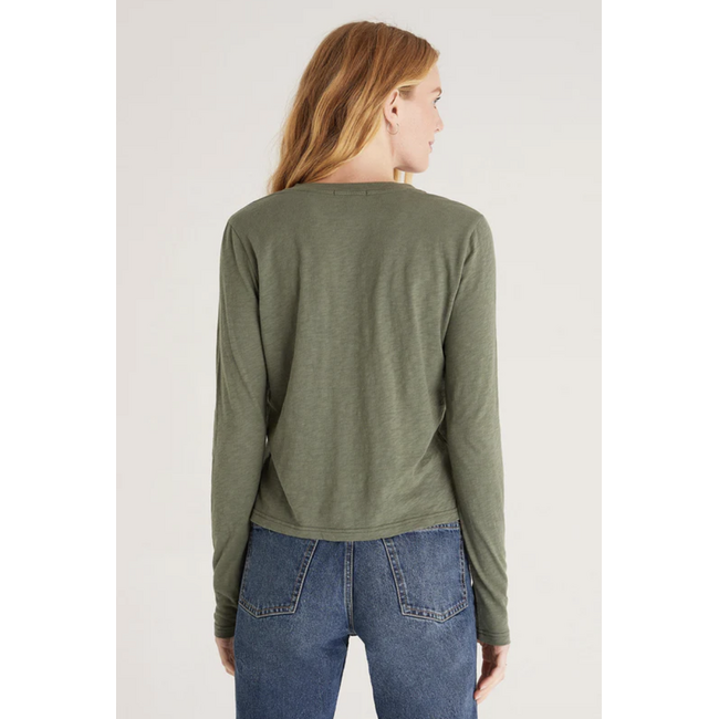 Z Supply Liya Button Front Long Sleeve Tee
