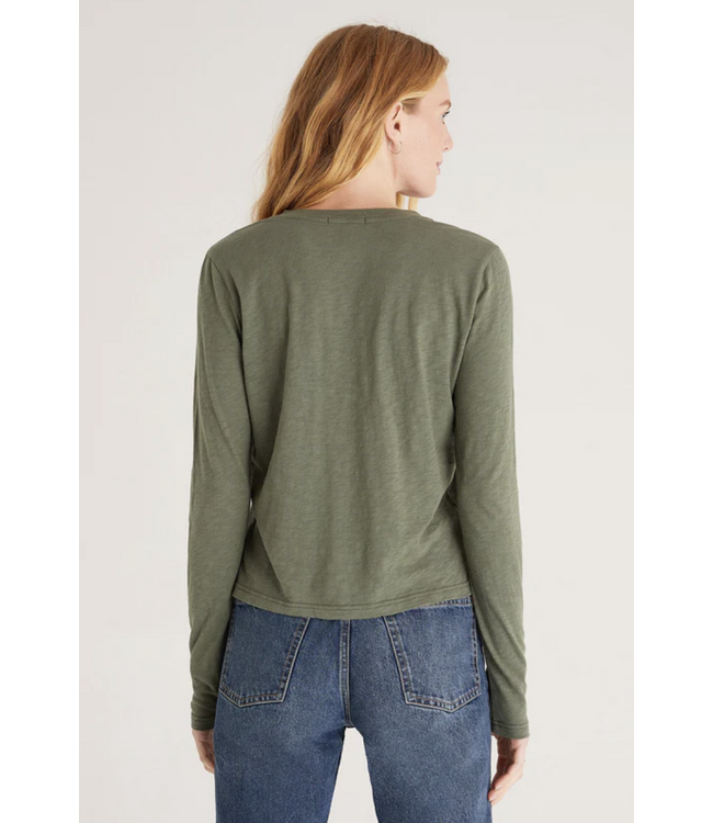 Z Supply Liya Button Front Long Sleeve Tee