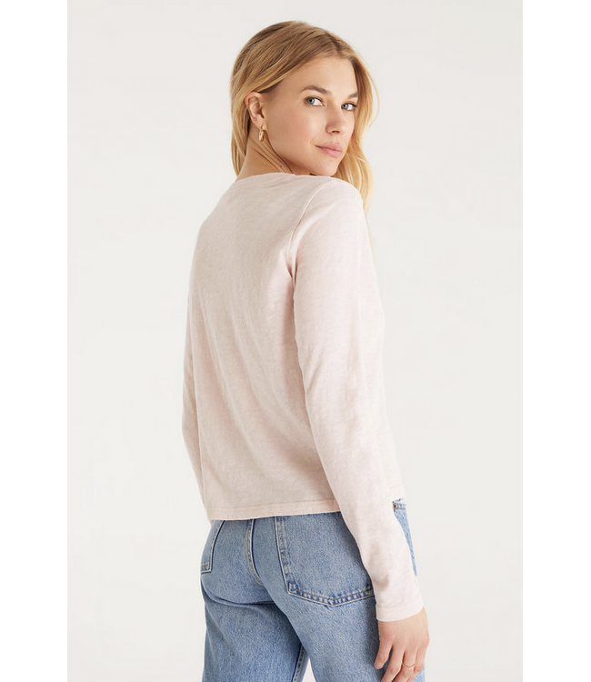 Z Supply Liya Button Front Long Sleeve Tee