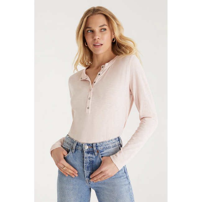 Z Supply Liya Button Front Long Sleeve Tee