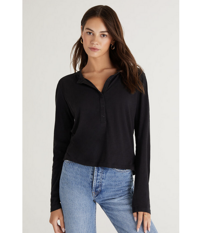 Z Supply Liya Button Front Long Sleeve Tee