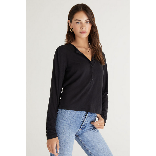 Z Supply Liya Button Front Long Sleeve Tee