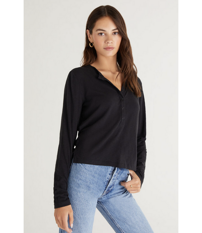 Z Supply Liya Button Front Long Sleeve Tee