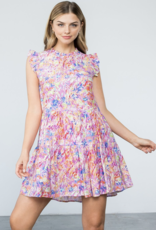 Ruffle Sleeve Print Dress