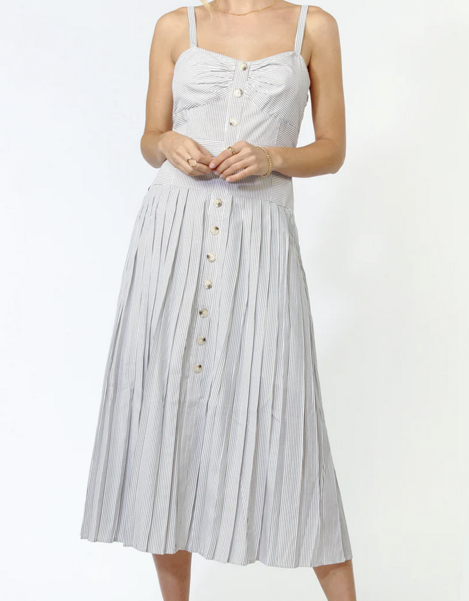 Greylin Shelby Pinstripe Pleated Dress