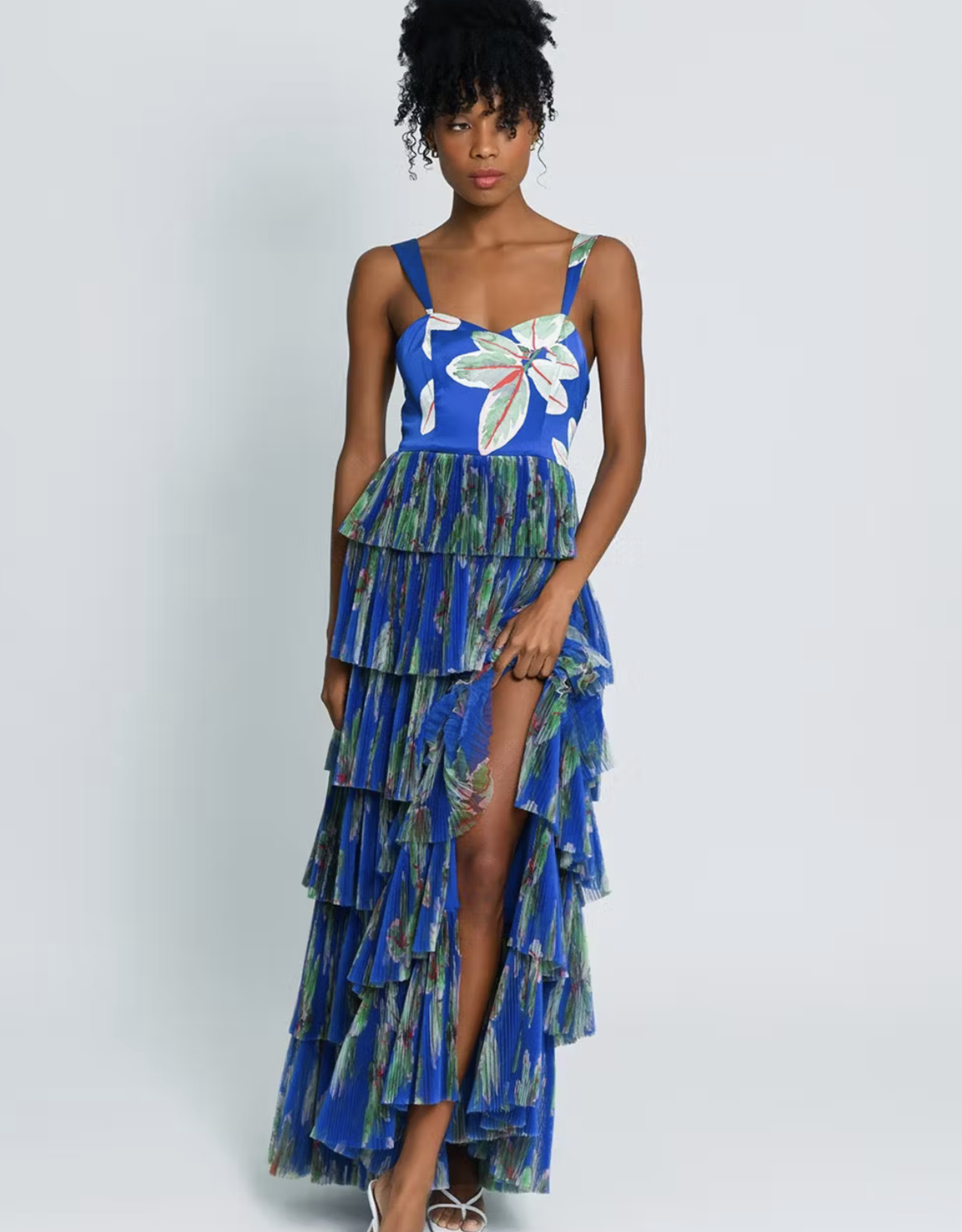 Buy JUNIPER Floral Cambric Mandarin Women's Tiered Maxi Dress | Shoppers  Stop