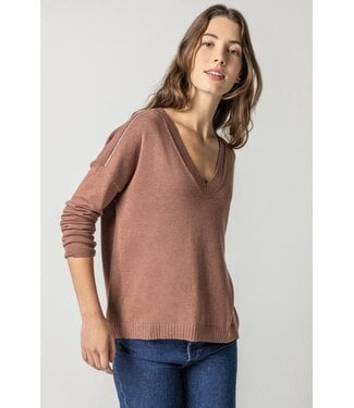 Lilla P Wrapped Seam V-Neck Sweater