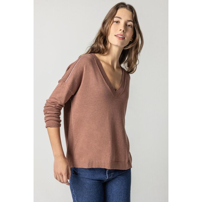 Lilla P Wrapped Seam V-Neck Sweater