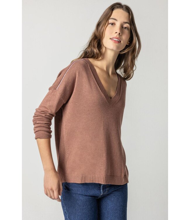 Lilla P Wrapped Seam V-Neck Sweater