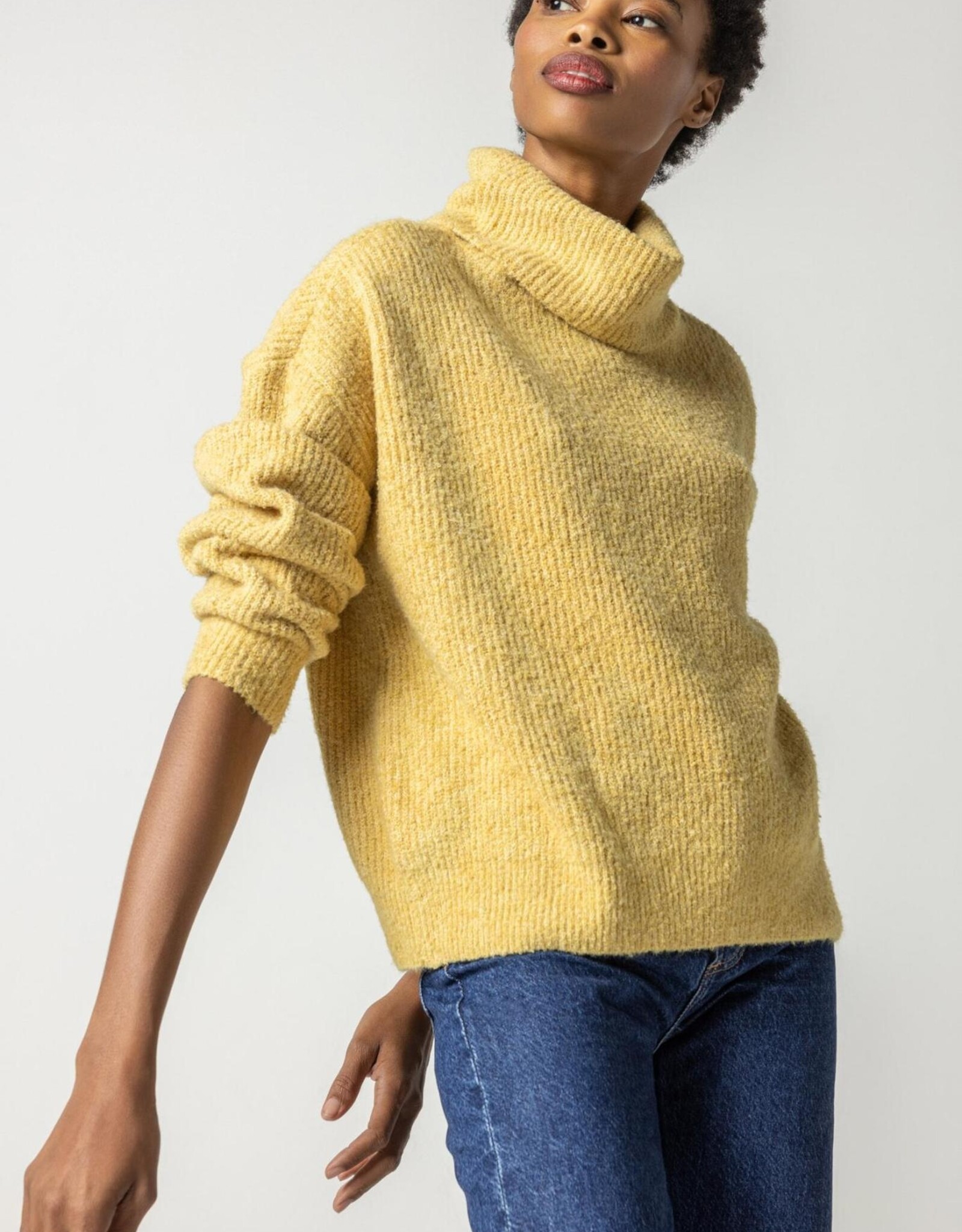 Lilla P Oversized Ribbed Turtleneck Sweater