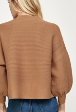 Balloon Sleeve Mock Neck Sweater