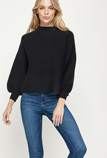 Balloon Sleeve Mock Neck Sweater