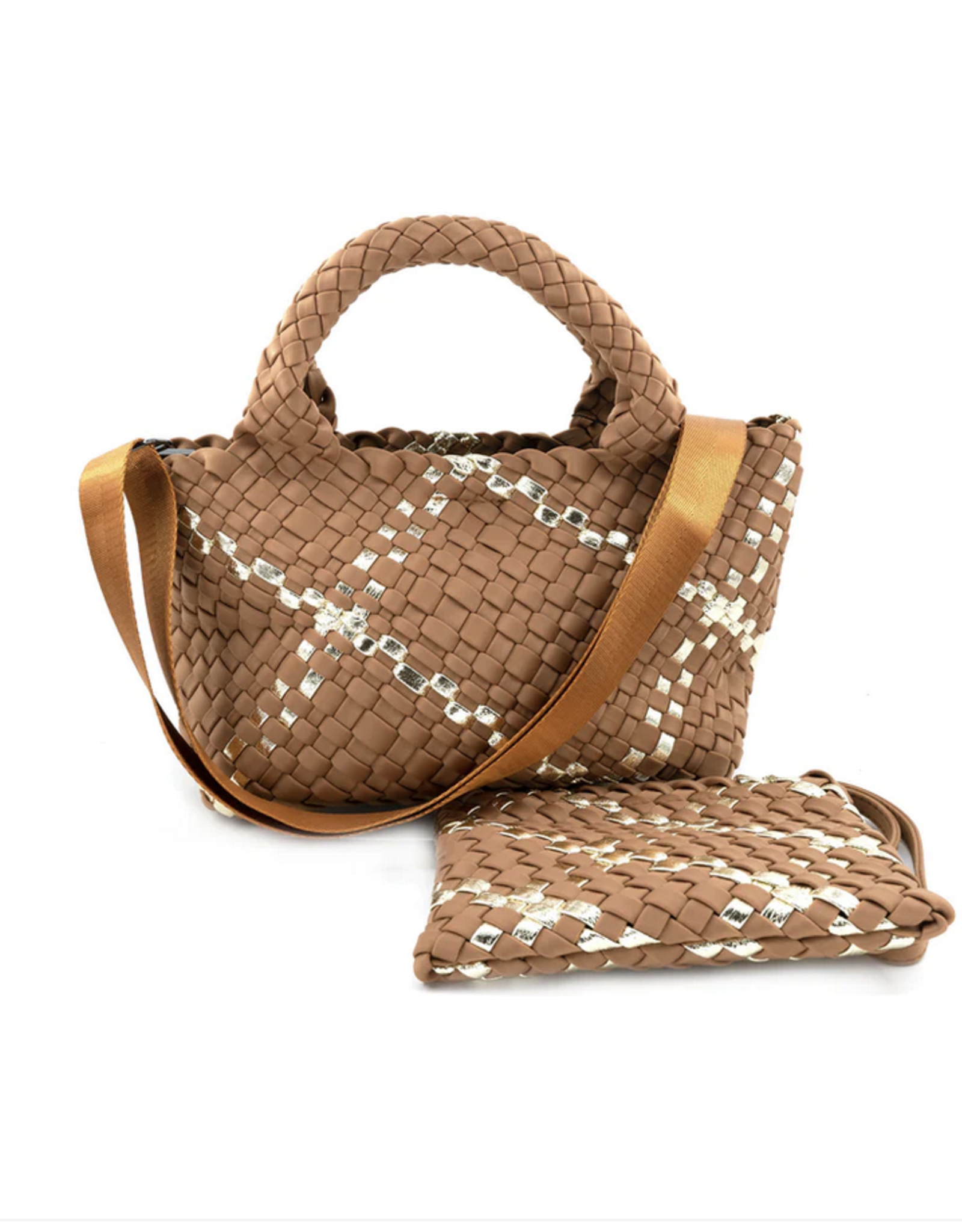 Mini Woven Handle Handbag w Insert - Coastal Bliss