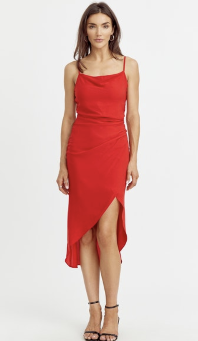 Esther Ruched Midi Slip Dress - Coastal Bliss