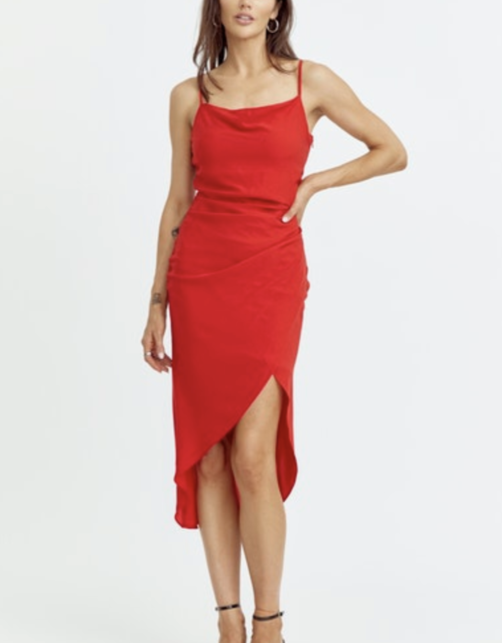 Greylin Esther Ruched Midi Slip Dress