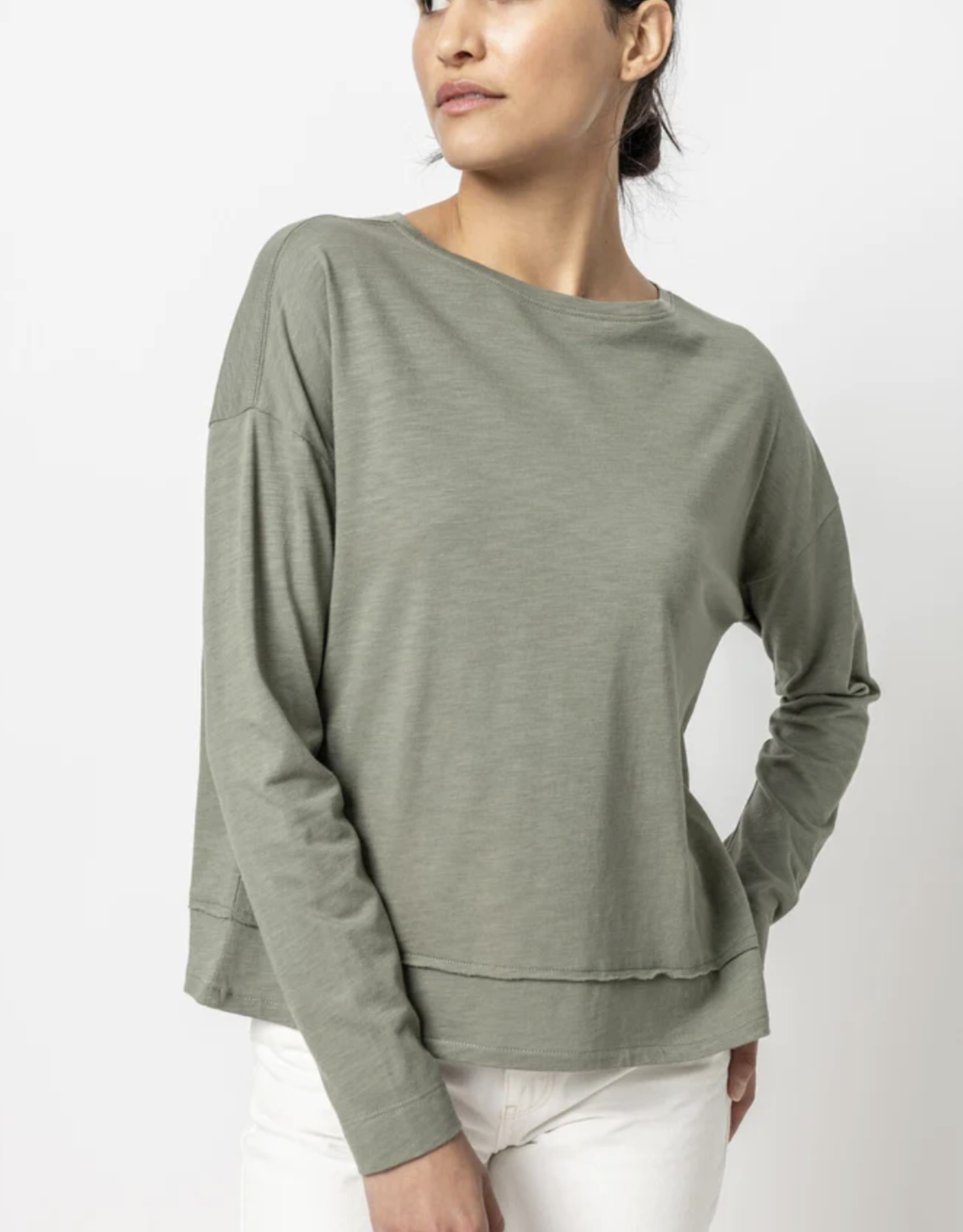 Lilla P Wide Hem Drop Shoulder Boatneck Top