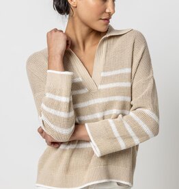 Lilla P Textured Stripe Polo Sweater