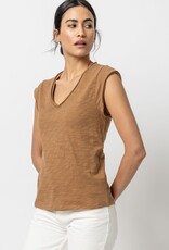 Lilla P Cap Sleeve V-Neck Top