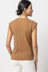 Lilla P Cap Sleeve V-Neck Top