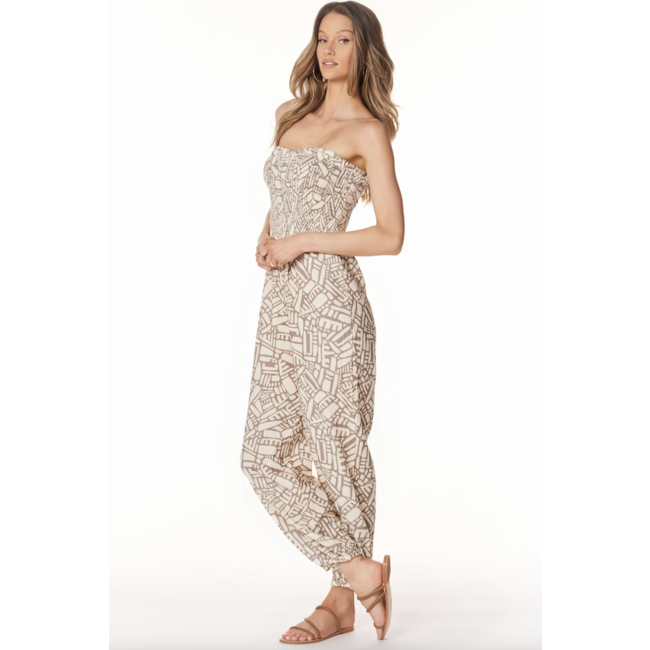 Bobi Smocked Top Tapered Leg Jumpsuit