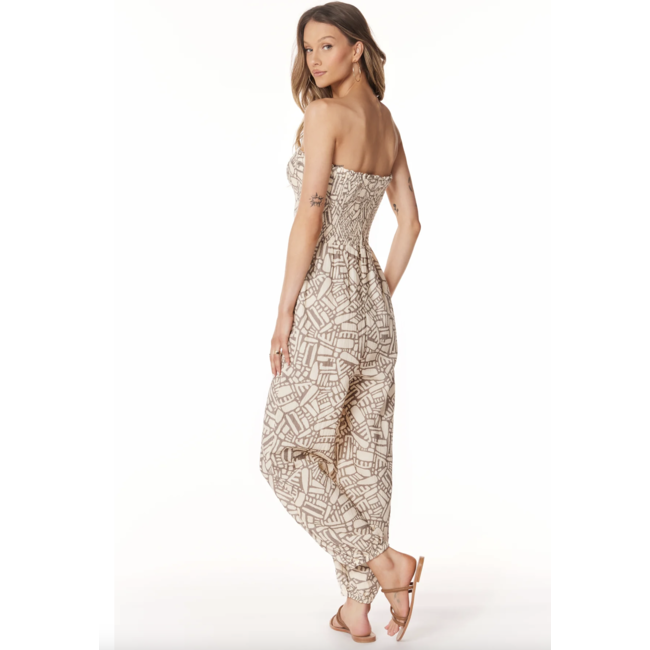 Bobi Smocked Top Tapered Leg Jumpsuit