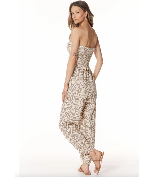 Bobi Smocked Top Tapered Leg Jumpsuit
