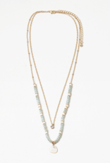 Crystal Bezel Necklace with Shell