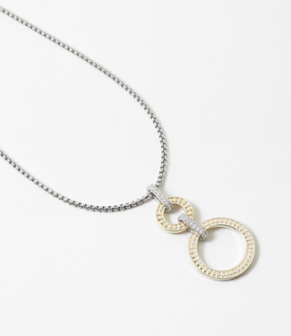 Round Two-Tone Long Pendant Necklace