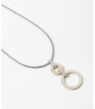 Round Two-Tone Long Pendant Necklace
