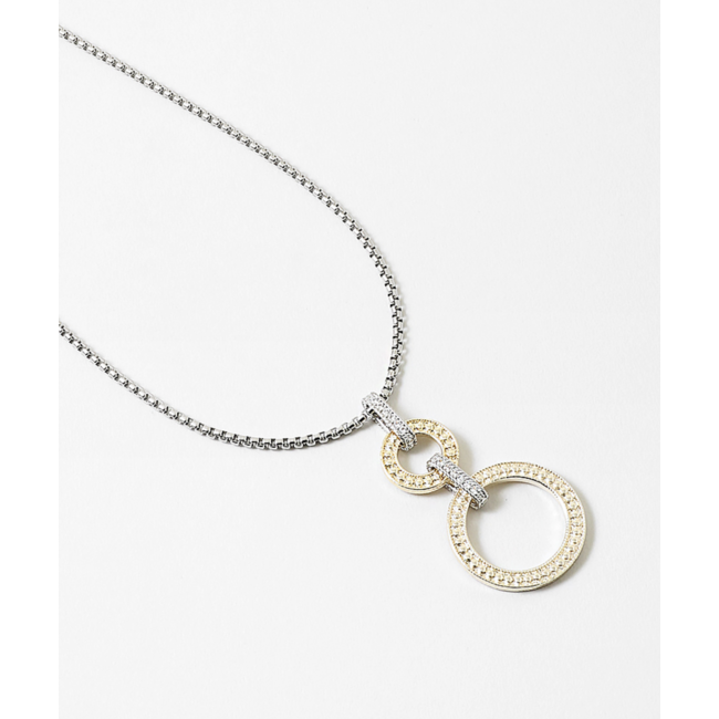 Round Two-Tone Long Pendant Necklace